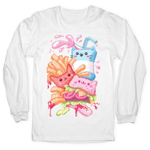 Purrger and fries Pixel Art Longsleeve Tee