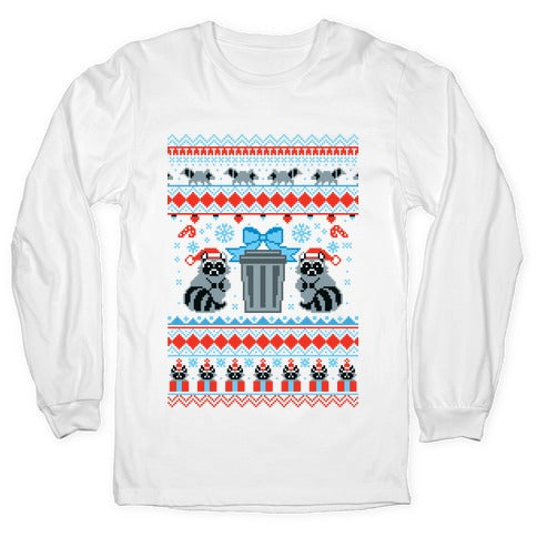 Raccoon Ugly Christmas Sweater Longsleeve Tee
