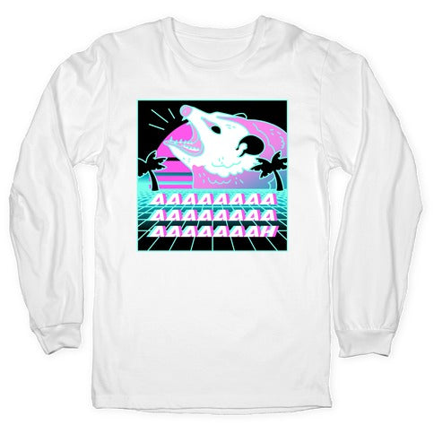 Screaming Retrowave Possum Longsleeve Tee