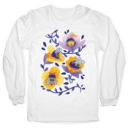 Sleepy Bumble Bee Butts Floral Longsleeve Tee