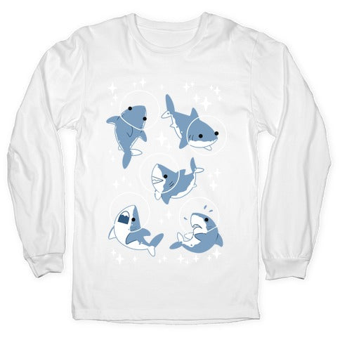 Space Shark Pattern Longsleeve Tee