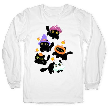 Spooky Black Cats Pattern Longsleeve Tee