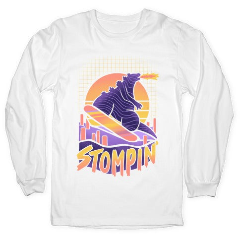 Stompin' Snowboarding Godzilla Longsleeve Tee