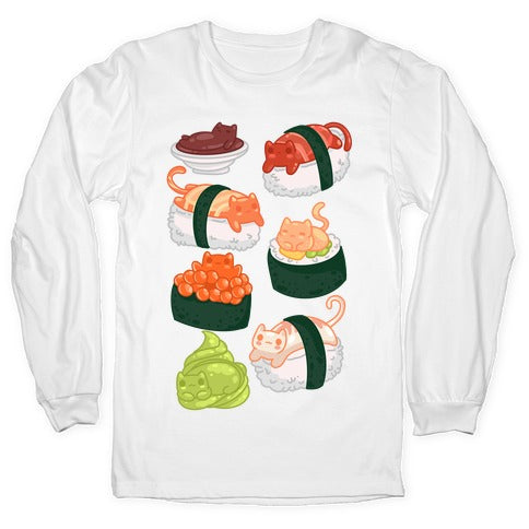 Sushi Cats Pattern Longsleeve Tee