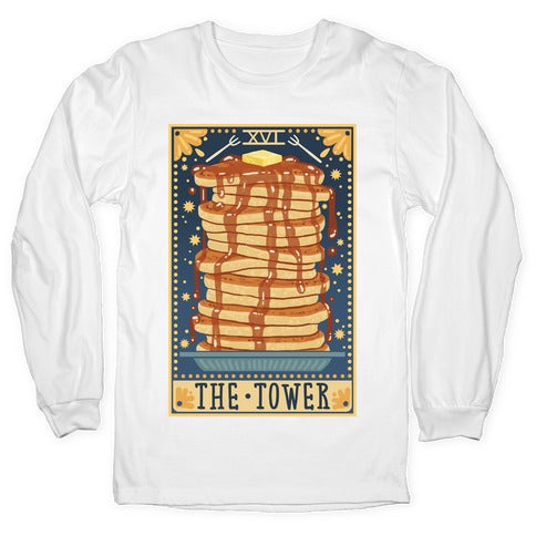 Tarot Card: The Tower (Of Pancakes) Longsleeve Tee