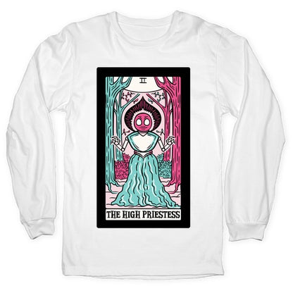 The High Priestess Flatwoods Monster Tarot Card Parody White Print Longsleeve Tee