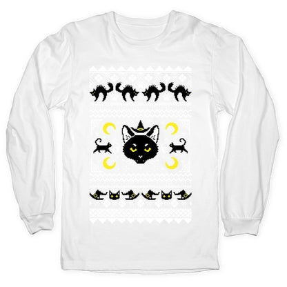 Witchy Black Cats Ugly Sweater Longsleeve Tee