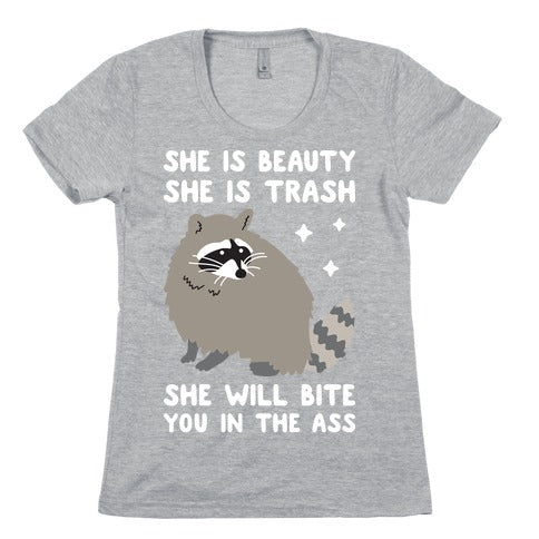 She Is Beauty She Is Trash Raccoon Women's Cotton Tee