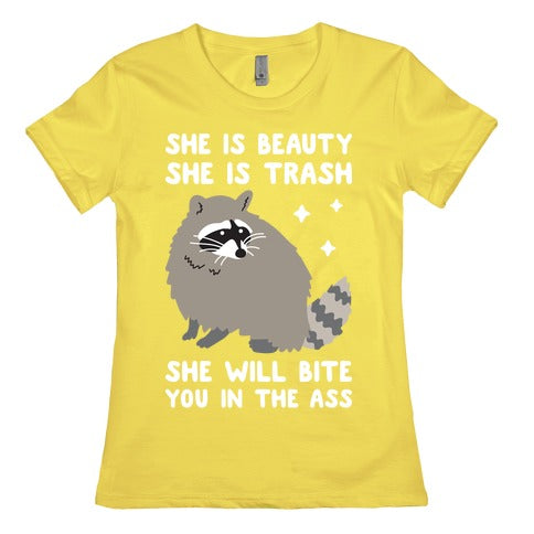 She Is Beauty She Is Trash Raccoon Women's Cotton Tee
