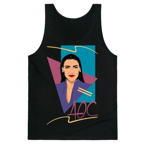 80s Style AOC Alexandria Ocasi-Cortez Parody  Tank Top