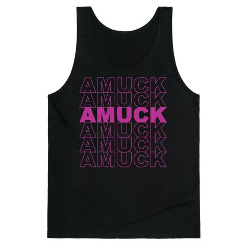 Amuck Amuck Amuck Thank You Hocus Pocus Parody White Print Tank Top