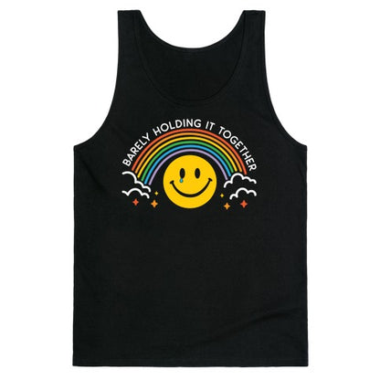 Barely Holding It Together Rainbow Smiley Tank Top