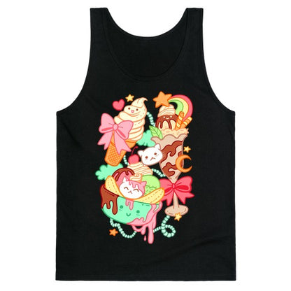 Cute Cat Sundae & Kawaii Ice Cream Tank Top