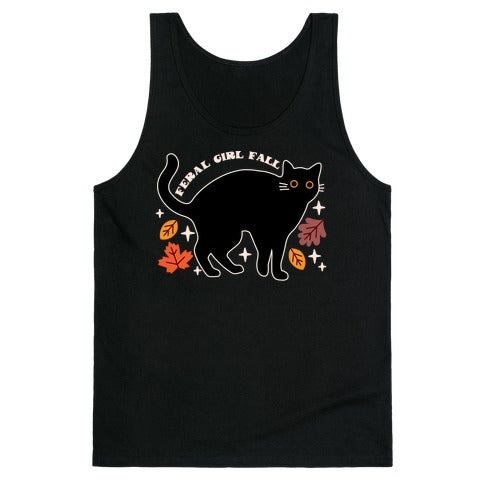 Feral Girl Fall Black Cat Tank Top