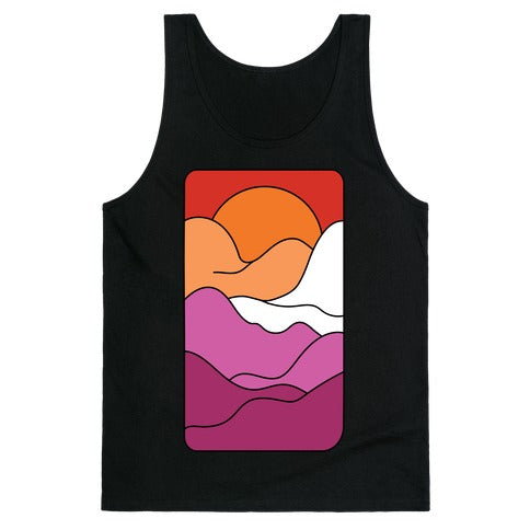 Groovy Pride Flag Landscapes: Lesbian Flag Tank Top