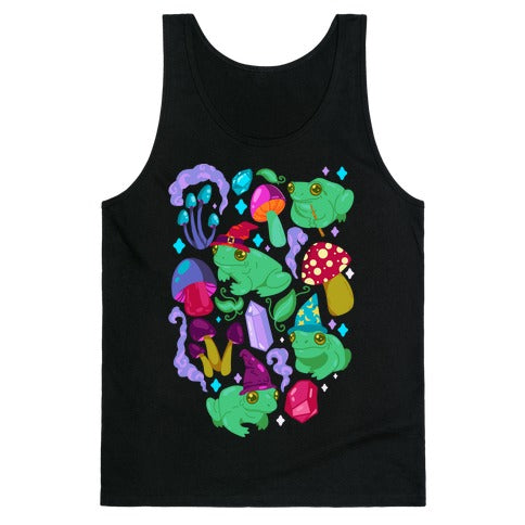 Magical Mushroom Frogs Pattern Tank Top