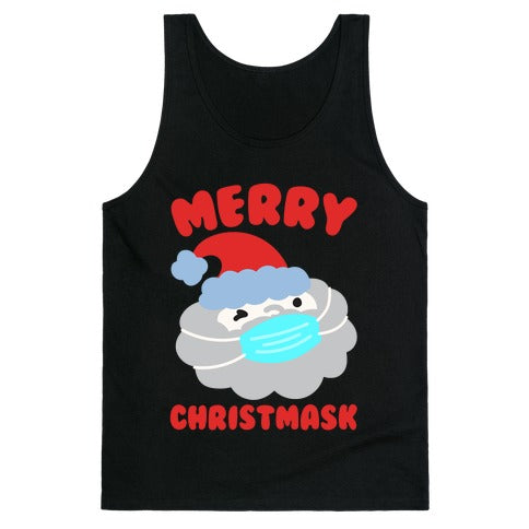 Merry Christmask White Print Tank Top