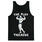 The Plot Thickens Shakespeare Parody White Print Tank Top