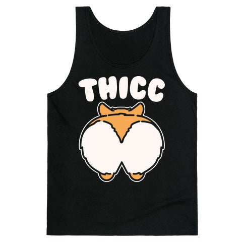 Thicc Corgi Butt Parody White Print Tank Top