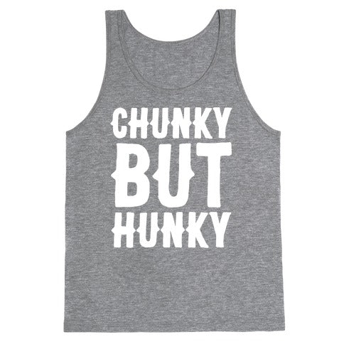 Chunky But Hunky White Print Tank Top