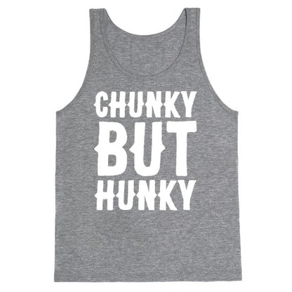Chunky But Hunky White Print Tank Top