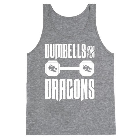 Dumbells & Dragons Parody White Print Tank Top