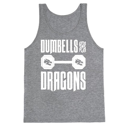 Dumbells & Dragons Parody White Print Tank Top
