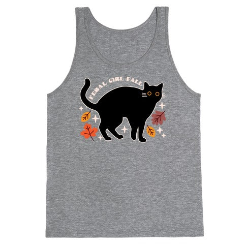Feral Girl Fall Black Cat Tank Top