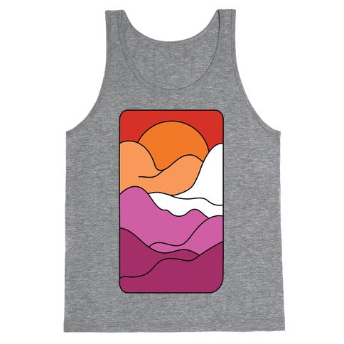 Groovy Pride Flag Landscapes: Lesbian Flag Tank Top