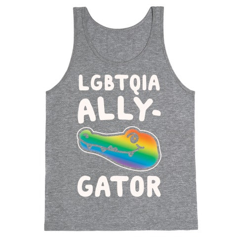 LGBTQIA Ally-Gator White Print Tank Top