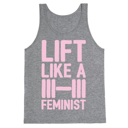 Lift Like A Feminist White Print  Tank Top