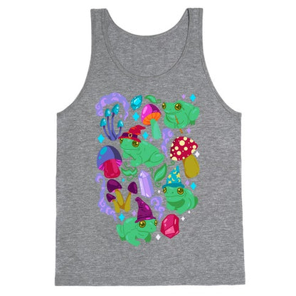 Magical Mushroom Frogs Pattern Tank Top