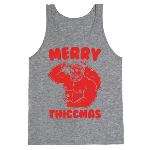 Merry Thiccmas Parody White PRint Tank Top