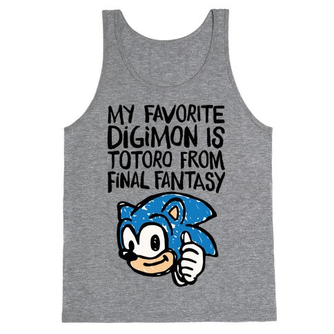 My Favorite Digimon Is Totoro From Final Fantasy Parody Tank Top