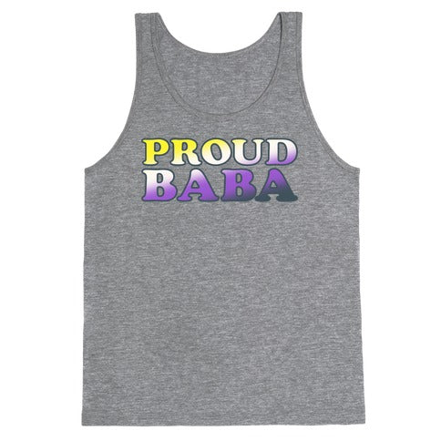 Proud Baba Non-binary Parent Pride White Print Tank Top
