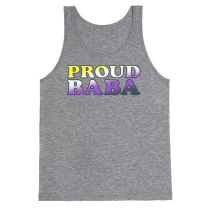Proud Baba Non-binary Parent Pride White Print Tank Top