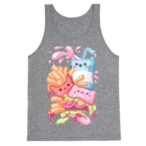 Purrger and fries Pixel Art Tank Top