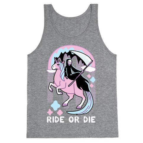 Ride or Die - Grim Reaper and Unicorn Tank Top