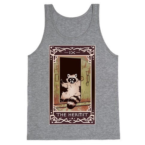 The Hermit Raccoon Tarot Card Tank Top
