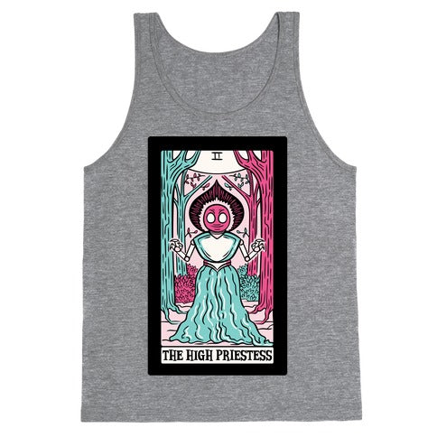 The High Priestess Flatwoods Monster Tarot Card Parody White Print Tank Top