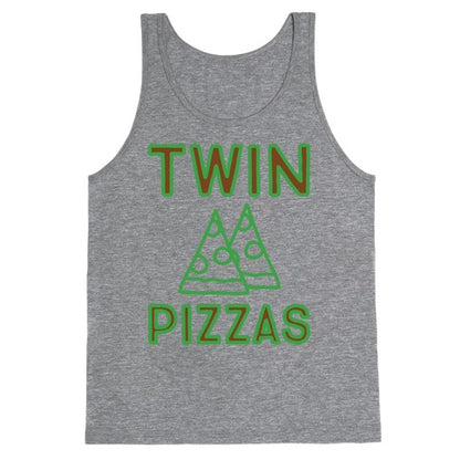Twin Pizzas Parody White Print Tank Top