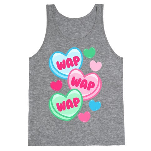 WAP WAP WAP Candy Hearts Parody White Print Tank Top