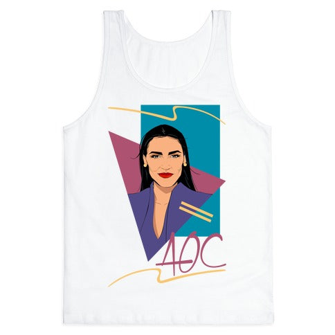 80s Style AOC Alexandria Ocasi-Cortez Parody  Tank Top