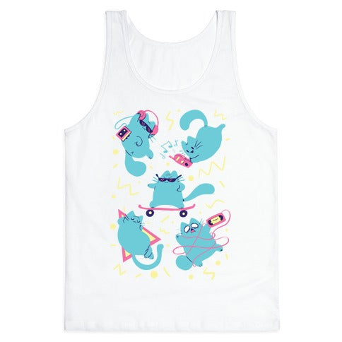 90's Cats Pattern Tank Top