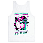 Don't Stop Believin' 80s Synthwave Unicorn Tank Top