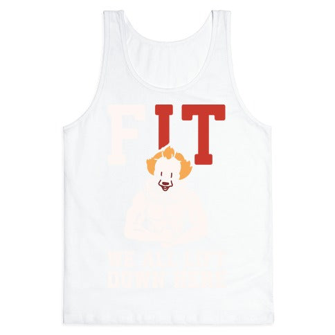 Fit We All Lift Down Here Parody White Print Tank Top