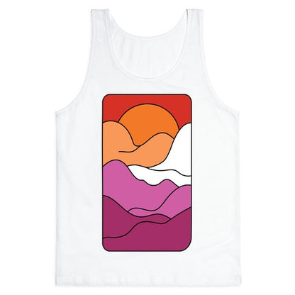 Groovy Pride Flag Landscapes: Lesbian Flag Tank Top