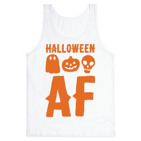 Halloween AF White Print Tank Top