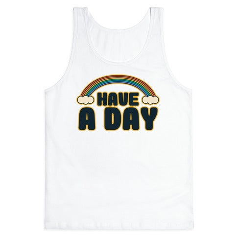 Have A Day White Print Tank Top