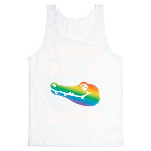 LGBTQIA Ally-Gator White Print Tank Top